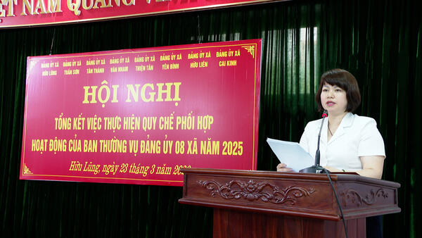 HỘI NGHỊ TỔNG KẾT VIỆC THỰC HIỆN QUY CHẾ PHỐI HỢP HOẠT ĐỘNG CỦA BAN THƯỜNG VỤ ĐẢNG ỦY 08 XÃ KHU VỰC HỮU LŨNG NĂM 2025